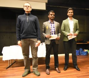 De tre beste i GM-gruppen: Demchenko, Narayanan og Puranik